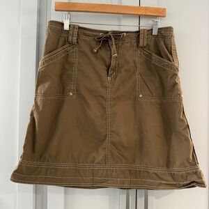 Aventura Organic Cotton Utility Mini Skirt Brown Contrast Stitch Size 8 gorpcore